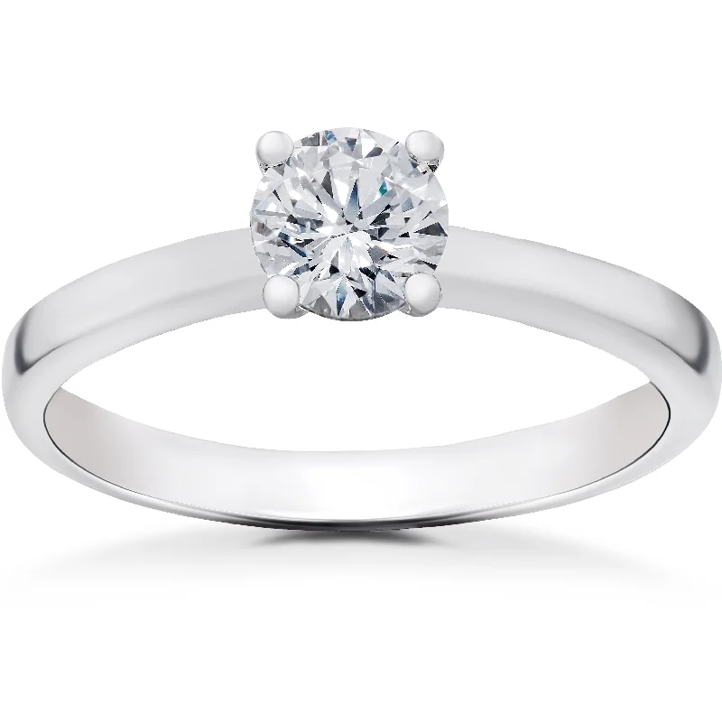 Antique-inspired ladies engagement rings-1/2 ct Lab Grown Diamond Elizabeth Solitaire Engagement Ring 14k White Gold