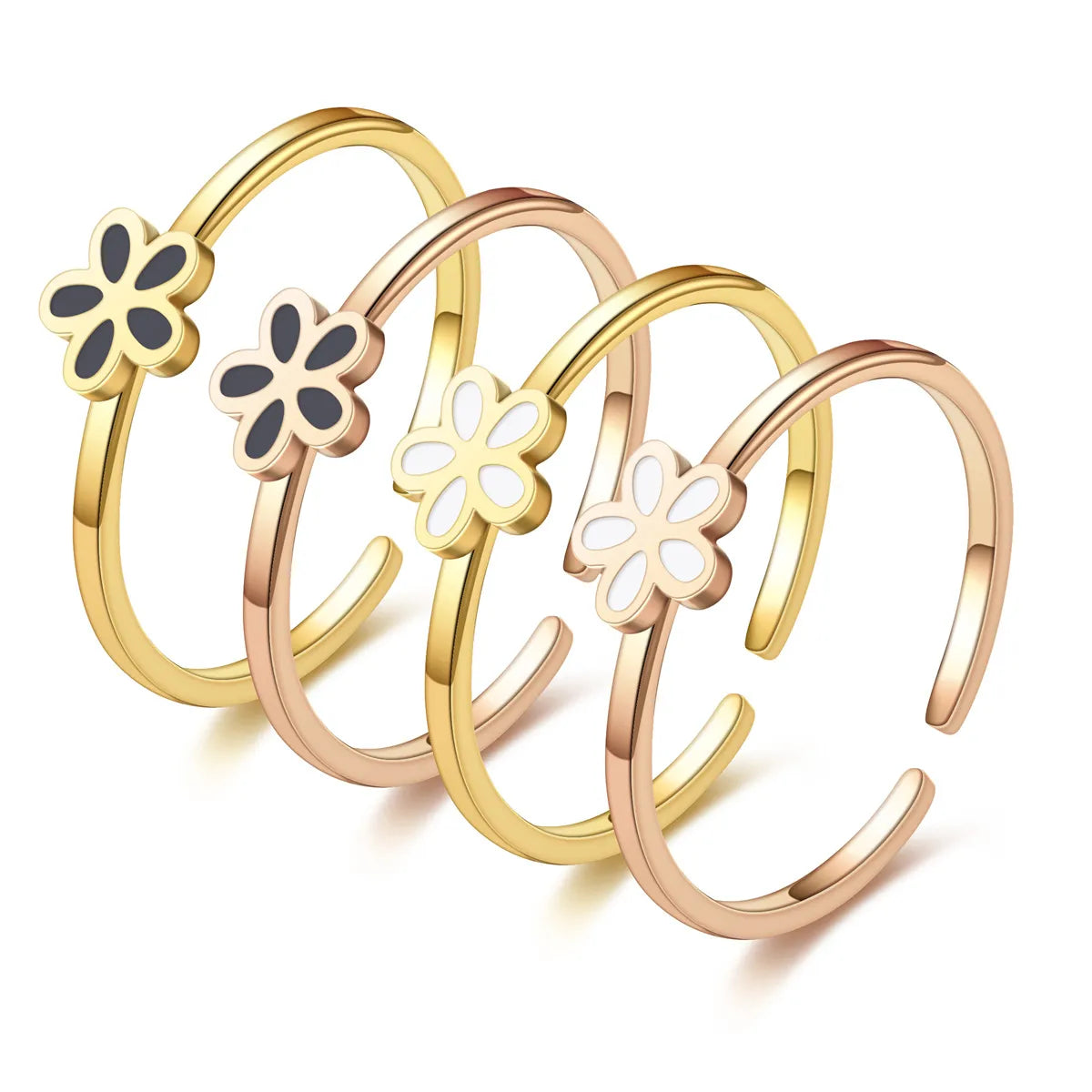 Ladies custom designed rings-Fashion New Small Daisy Flower Titanium Steel Ring