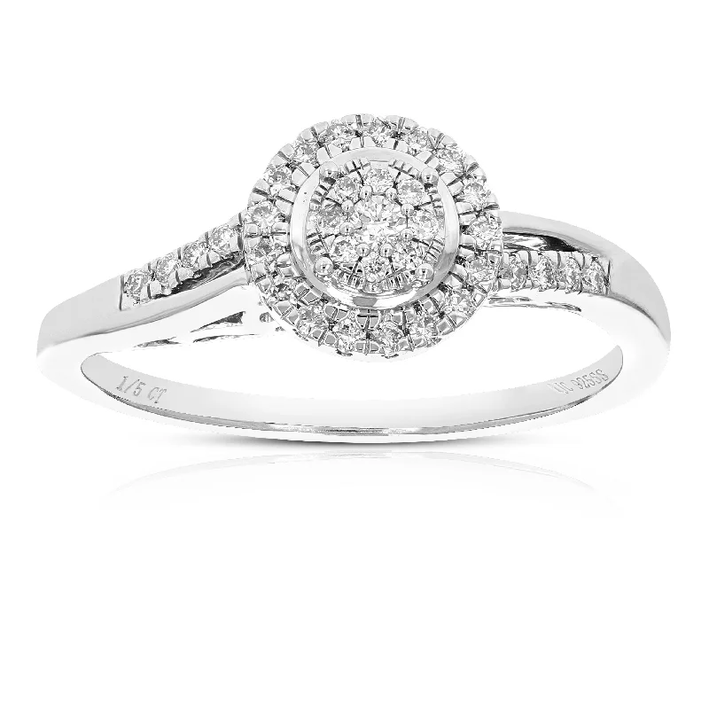 Birthstone ladies engagement rings-1/5 cttw Round Lab Grown Diamond Prong Set Engagement Ring .925 Sterling Silver