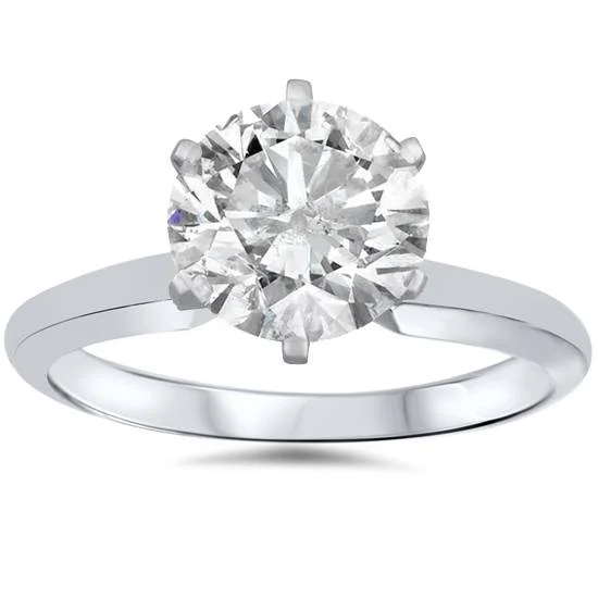 Elegant white gold engagement rings-1 1/2ct Solitaire Diamond Engagement Ring 14K White Gold