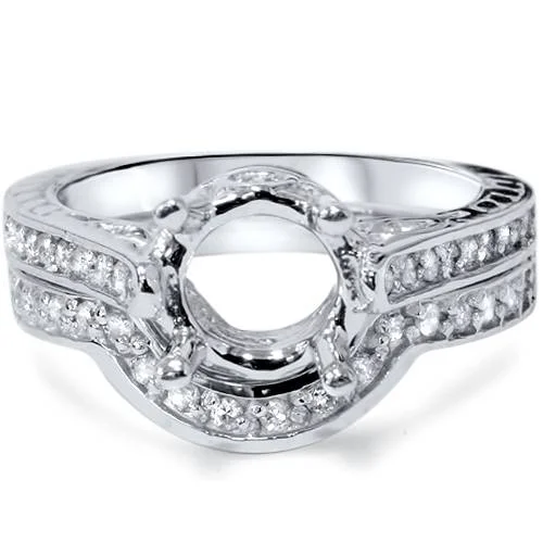 Luxury ladies engagement rings-3/4ct Diamond Engagement Vintage Wedding Ring Mount