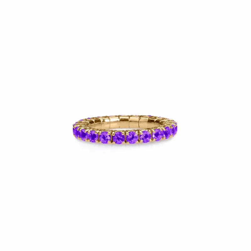 Ladies anniversary gift rings-18K Gold Stretch & Stack Purple Sapphire Eternity Rings, .6-3.0 Carats