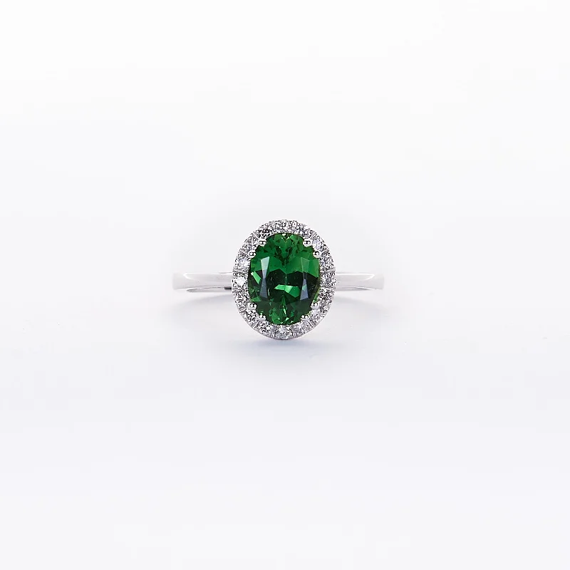 Ladies silver rings-The Shea - 18K White Gold Green Tourmaline Ring