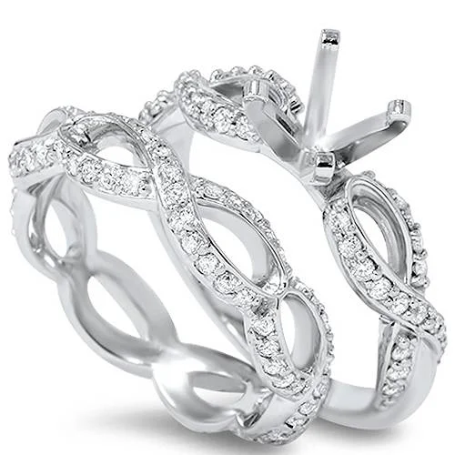 Fancy cut diamond ladies engagement rings-5/8ct Infinity Engagement Wedding Ring Semi Mount 14k White Gold