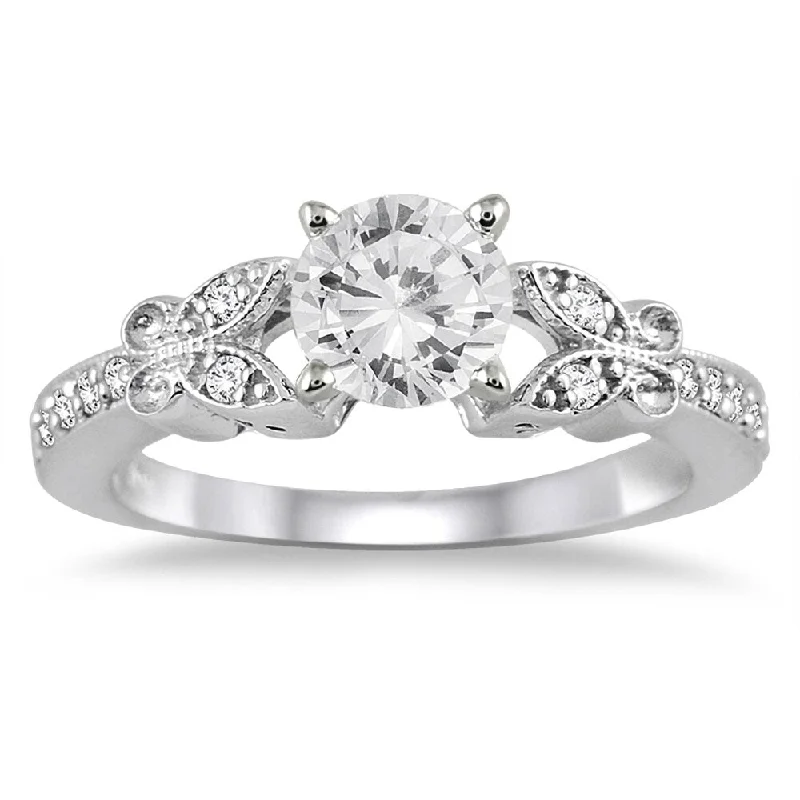 Asscher cut diamond ladies engagement rings-3/4 Carat TW Diamond Engagement Ring in 14K White Gold