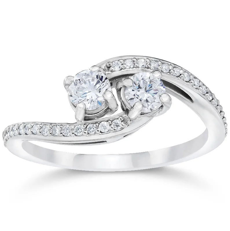 Top-quality diamond ladies engagement rings-1/2 Carat 2 Stone Forever Us Diamond Engagement Ring White Gold