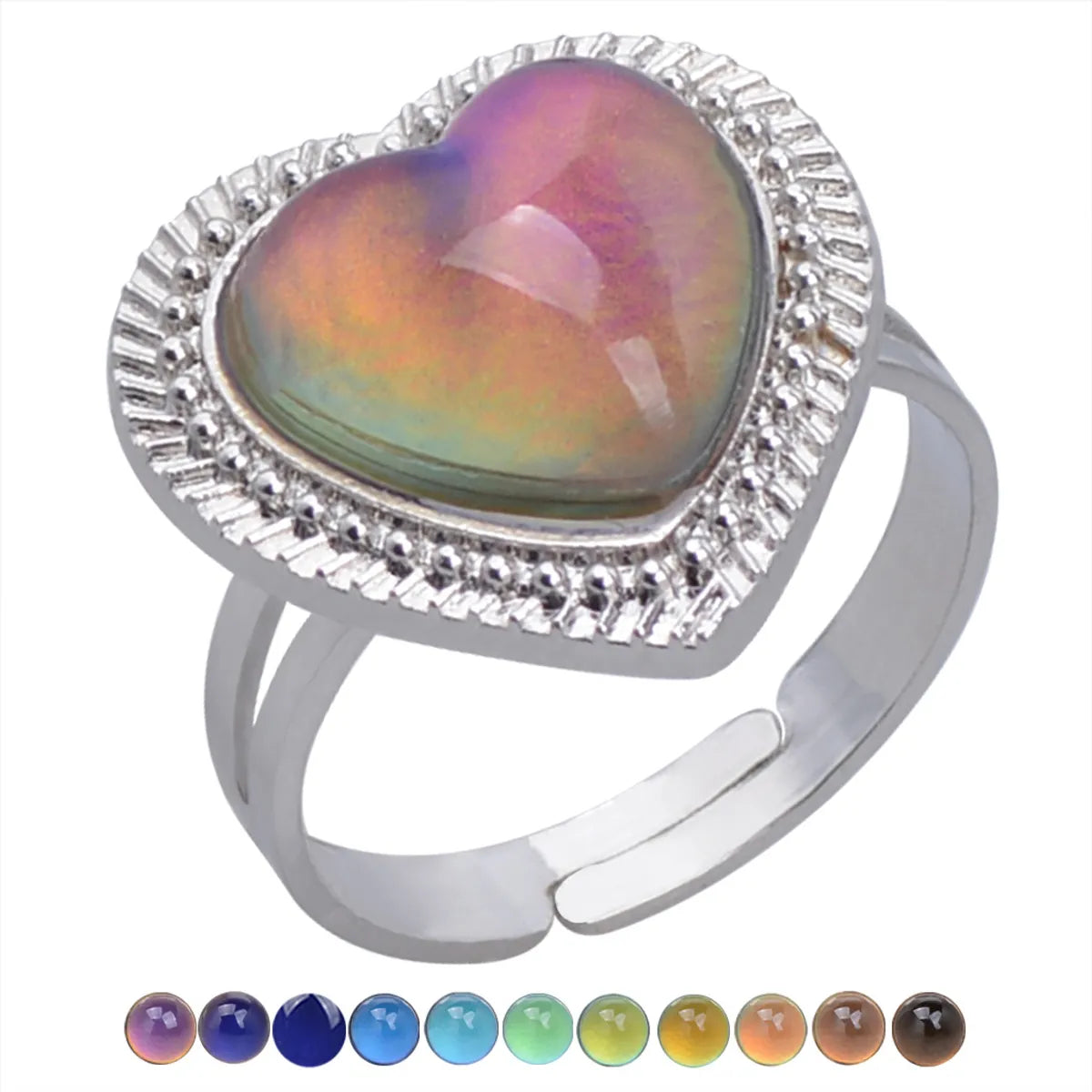 Peach Heart Gem Color Changing Ring