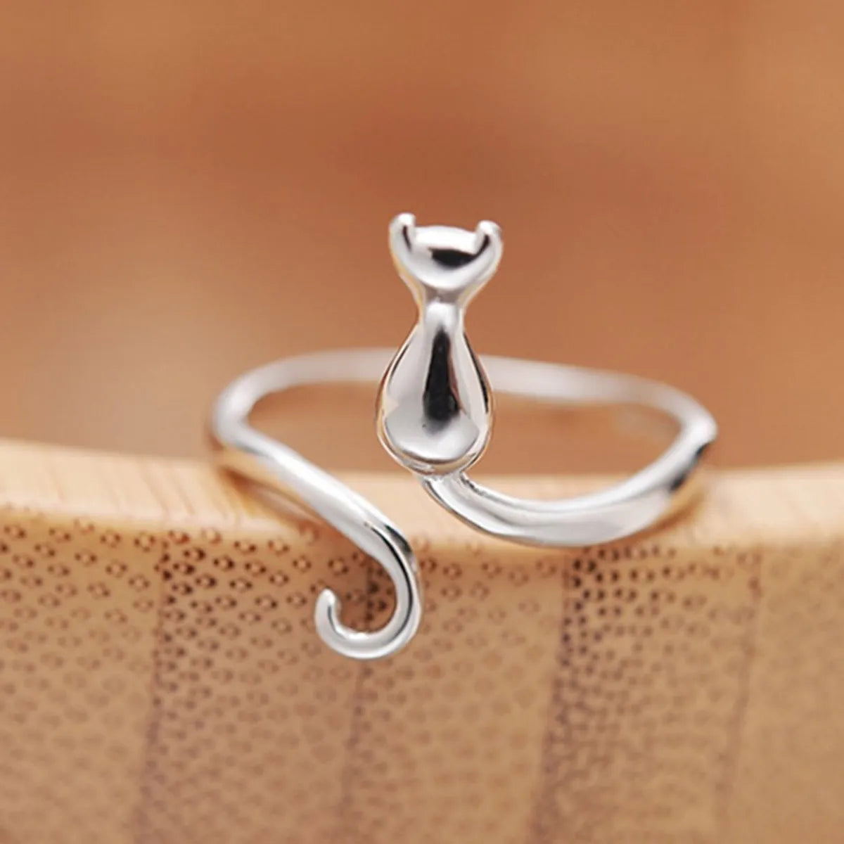 Ladies vintage diamond rings-Wholesale Jewelry Cute Animal Cat Alloy Asymmetrical Plating Open Rings