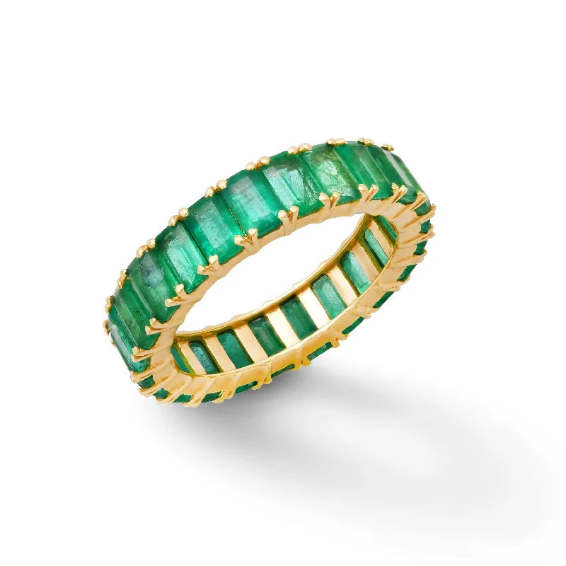 Ladies platinum rings-14K or 18K Gold Emerald Eternity Band