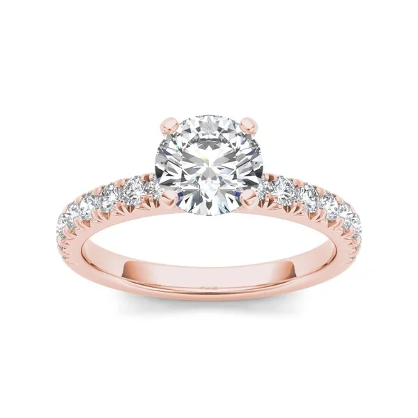 Three-stone ladies engagement rings-De Couer 14k Rose Gold 1 1/2ct TDW Diamond Solitaire Engagement Ring - Pink