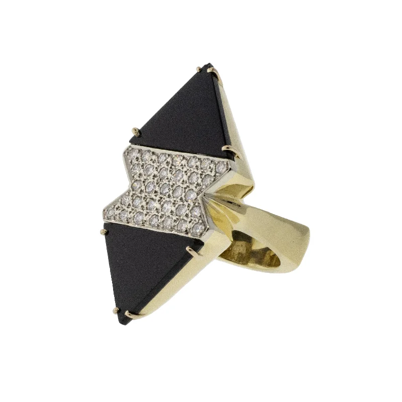 Ladies multi-stone rings-18K Onyx and Diamond Cocktail Ring