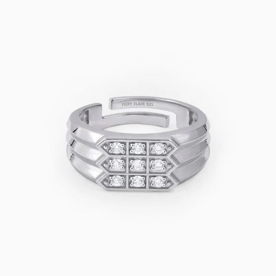 Ladies cocktail rings-Embrace Silver Men's Ring