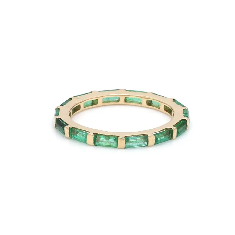 Ladies cocktail rings-14K & 18K Gold East West Emerald Eternity Ring