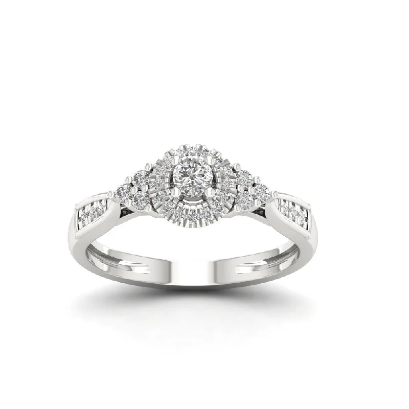 Custom-designed engagement rings for ladies-De Couer 10k Gold 1/3Ct TDW Diamond Vintage Style Engagement Ring - White