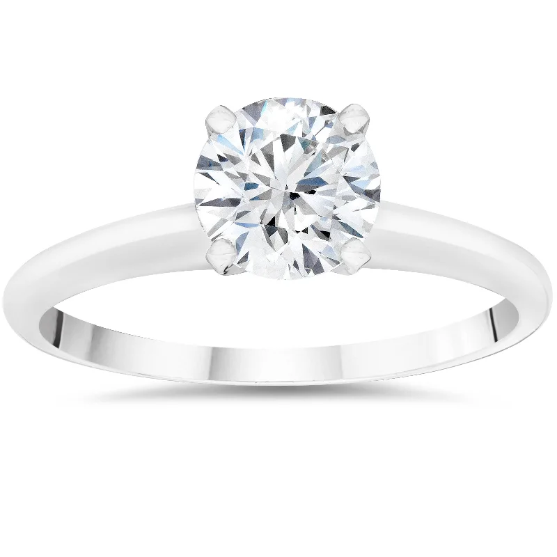 Engagement rings with matching wedding band-3/4ct Lab Grown Round Diamond Solitaire Engagement Ring 14k White Gold