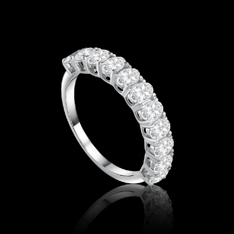 Ladies eternity rings-Twins Rings adorned with renowned oval stones Bridal jewelry / I-WF016XB