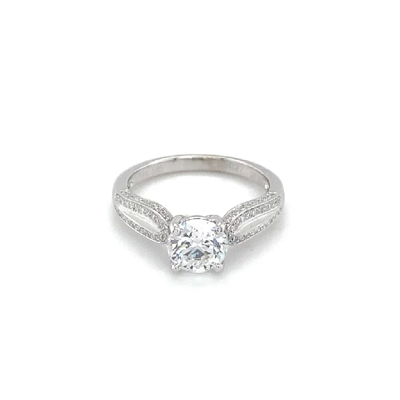 Art Nouveau ladies engagement rings-1.20ct D/VVS2 Lab Diamond in14K White Gold Engagement Ring