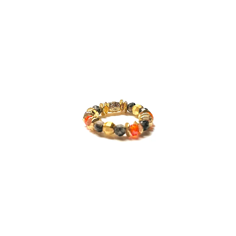 Ladies matching rings-Hudson Gold Ring - Orange & Black