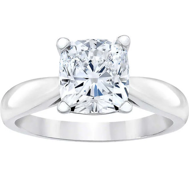 Unique designer ladies engagement rings-1 1/2ct Cushion Diamond Solitaire Engagement Ring 14k White Gold Enhanced