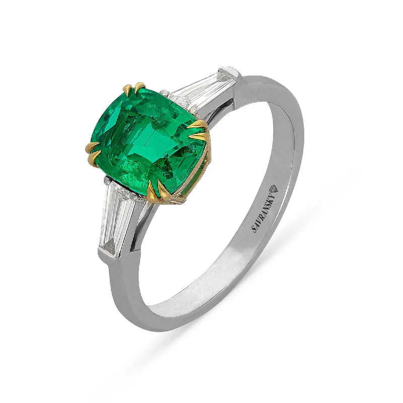 Ladies engraved rings for women-The Colombian Emerald Birthstone Ring - 1.98 Carat