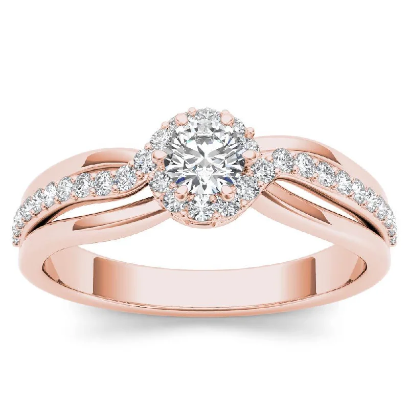 Alternative engagement rings for ladies-De Couer IGI Certified 10k Rose Gold 1/2ct TDW Diamond Classic Bypass Engagement Ring