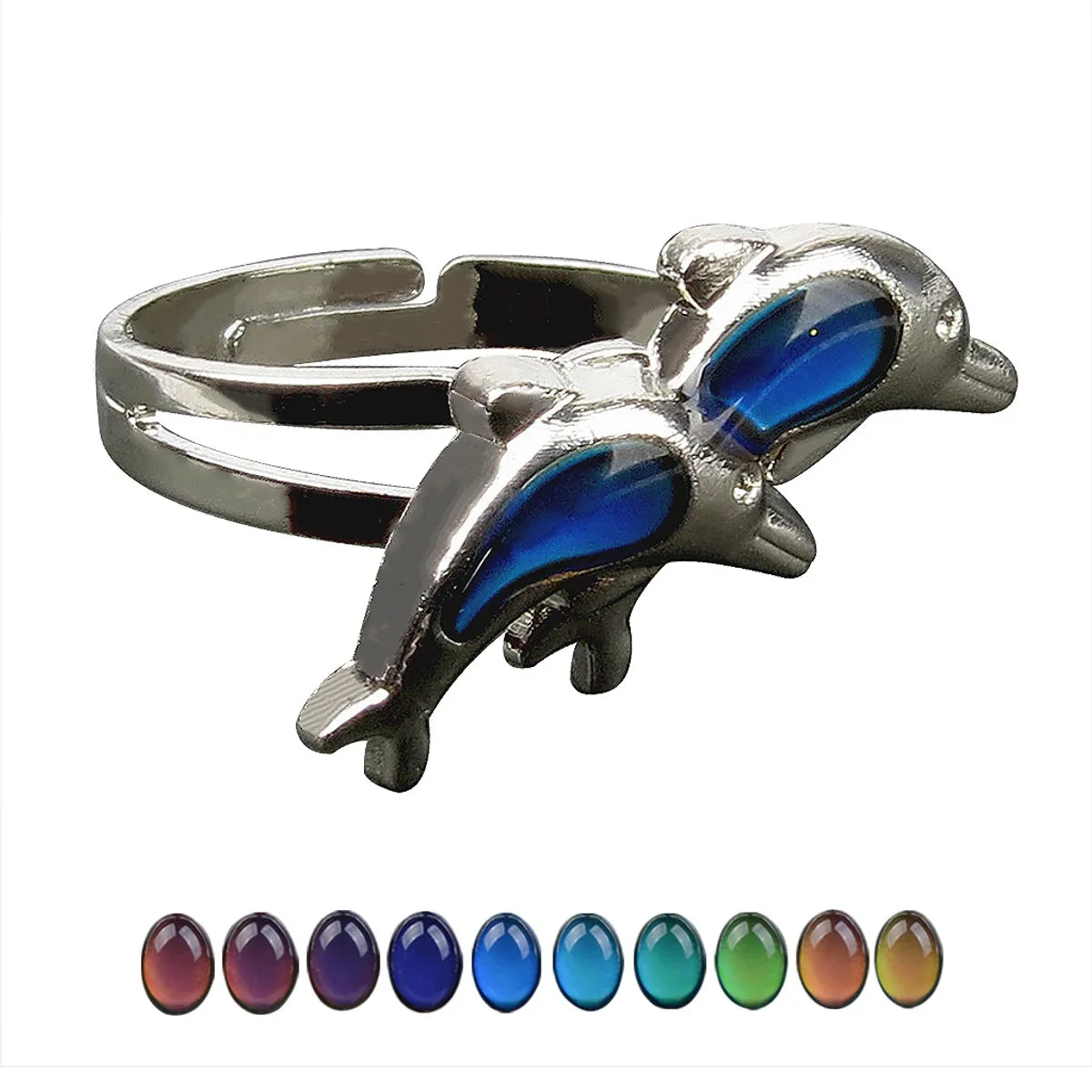 Ladies vintage-inspired rings-New Mood Creative Double Dolphin Ring