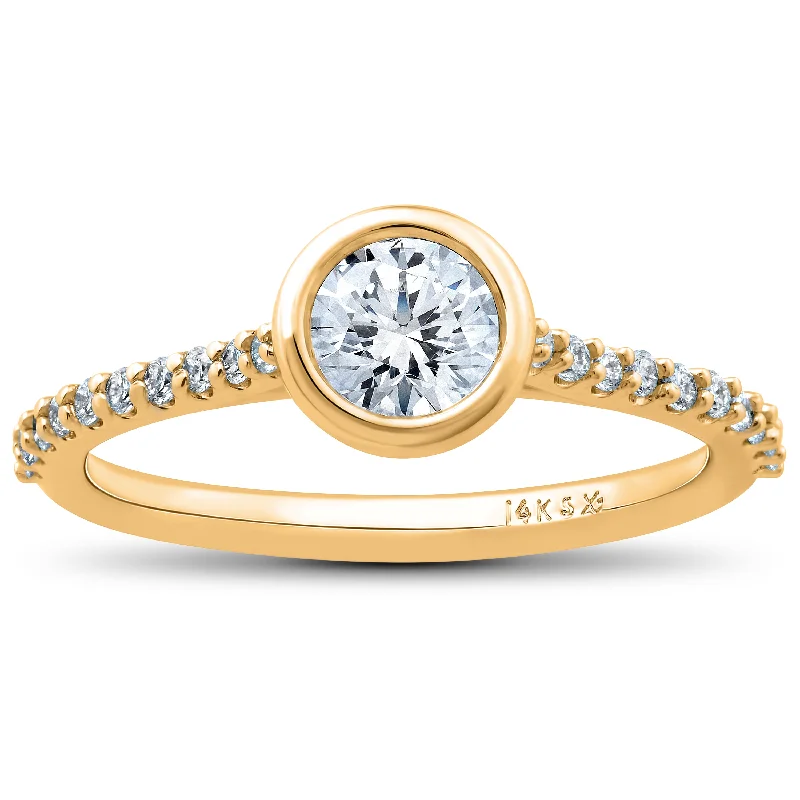 Engagement rings with black diamonds-3/4 Ct Charlotte Lab Created Diamond Engagement Ring 14k Yellow Gold