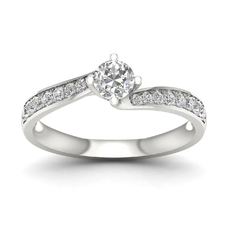 Wedding rings and engagement rings for ladies-De Couer 1/2ct TDW Diamond Bypass Engagement Ring - White