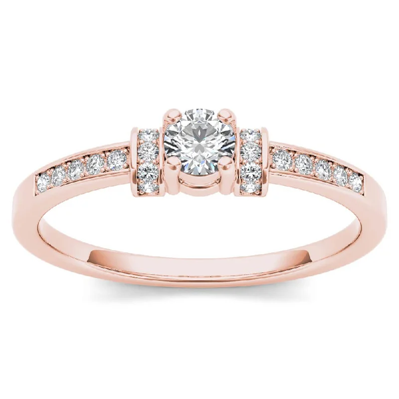 Vintage gold ladies engagement rings-De Couer 10k Rose Gold 1/4ct TDW Diamond Classic Engagement Ring - Pink