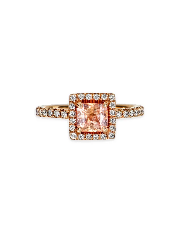 Ladies vintage-inspired rings-Peach Sapphire Ring