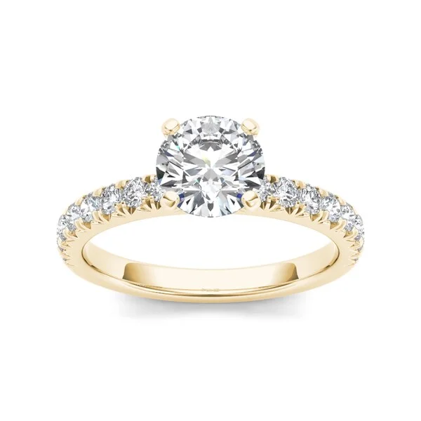 Budget-friendly ladies engagement rings-De Couer 14k Yellow Gold 1 1/2ct TDW Diamond Classic Engagement Ring