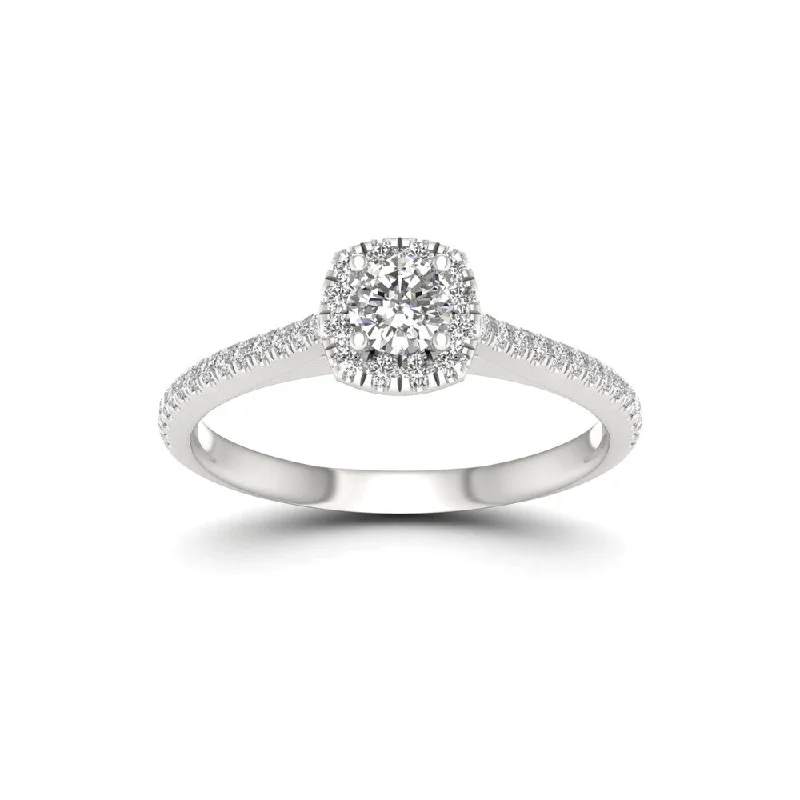 Halo ladies engagement rings-De Couer 5/8ct TDW Diamond Halo Engagement Ring - White