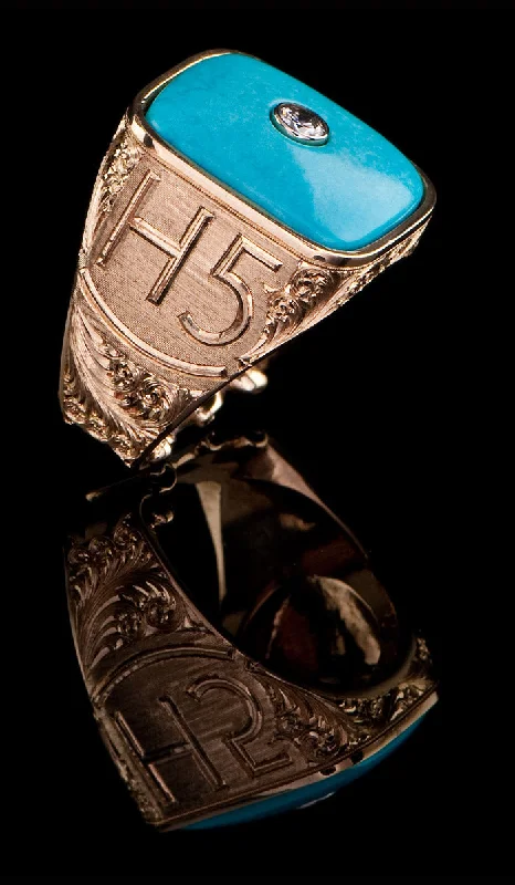 Ladies blue diamond rings-Turquoise Horse Ring TR-603