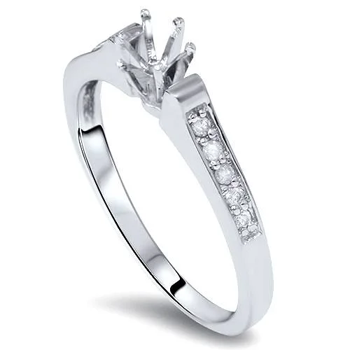 Unique ladies engagement rings-Diamond Engagement Semi Mount Ring Setting White Gold