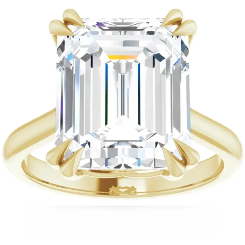 Silver ladies engagement rings-Certified 5.02Ct Emerald Cut Diamond Designer Engagement Ring Lab Grown 14k Gold