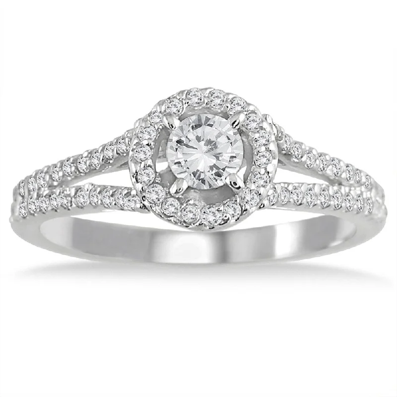 High carat diamond ladies engagement rings-1/2 Carat TW White Diamond Engagement Ring in 10K White Gold