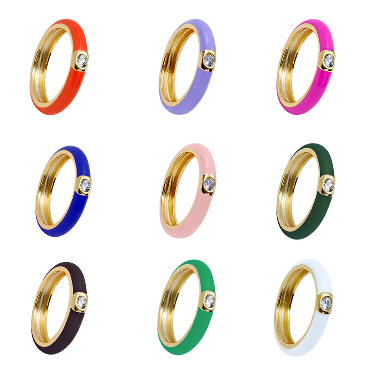 Ladies wedding sets with engagement rings-Cross-border Color Epoxy Enamel Temperament Plated 18k Ring Fashion Trend Copper Ring