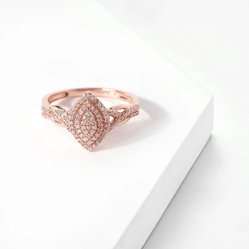 Luxury custom ladies engagement rings-10k Rose Gold 1/4ct TDW Diamond Cluster Halo Engagement Ring - Pink