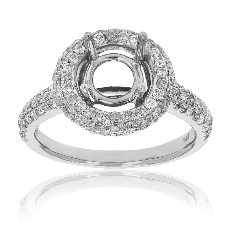 Top-quality diamond ladies engagement rings-0.90 cttw Diamond Semi Mount Engagement Ring 14K White Gold Wedding