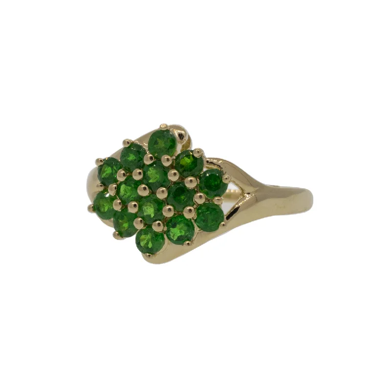 Ladies pearl and diamond rings-Tsavorite Garnet Cluster Ring