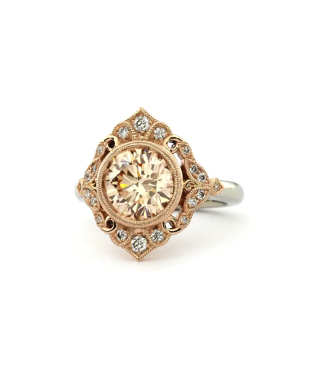 Ladies art deco rings-Peach Diamond Ring