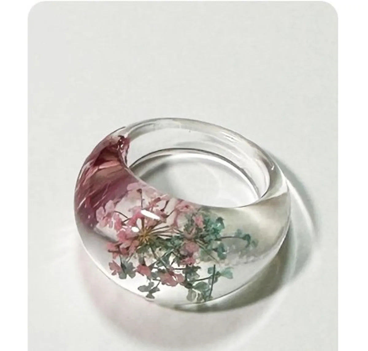 Ladies adjustable gemstone rings-Sweet Flower Resin Epoxy Women'S Rings