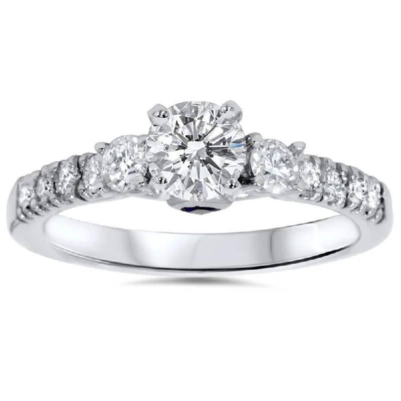 Wedding set engagement rings for ladies-1ct Diamond & Blue Sapphire Engagement Ring 950 Platinum