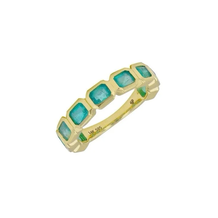 Ladies trendy rings-Emerald Bezel Sideways Set Eternity Ring