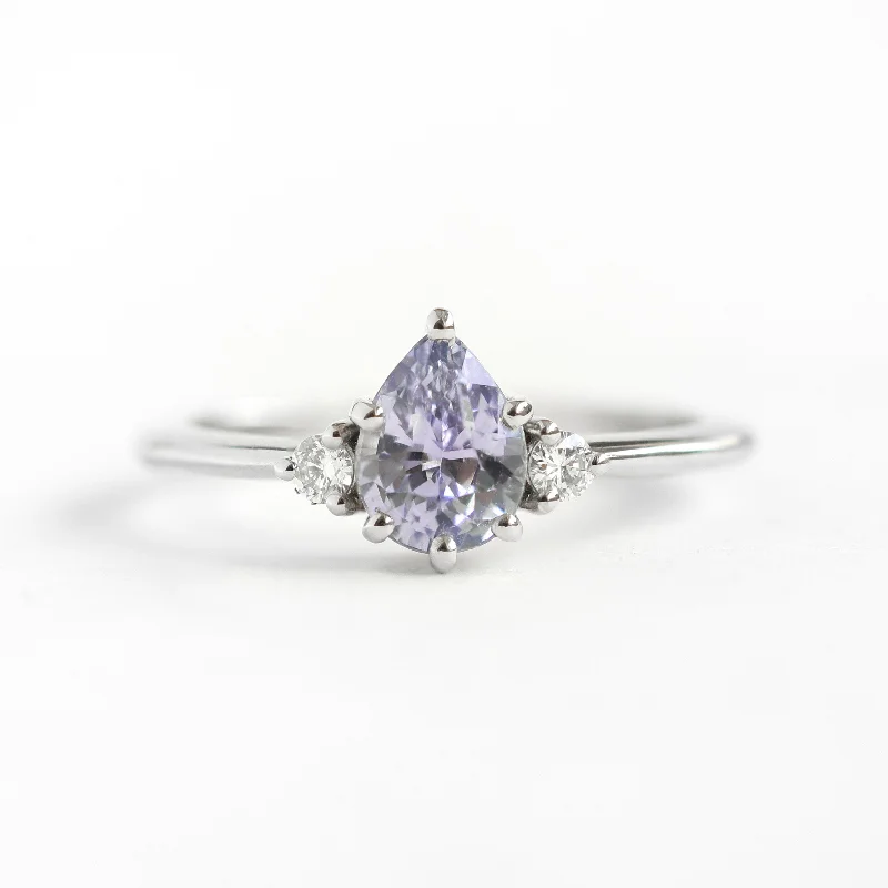 Ladies gold engagement rings-Pear lavender sapphire ring