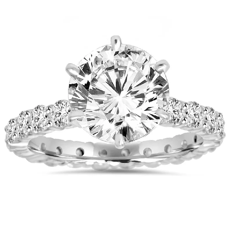 Art Nouveau ladies engagement rings-5.50CT Diamond Eternity Engagement Ring 14K White Gold