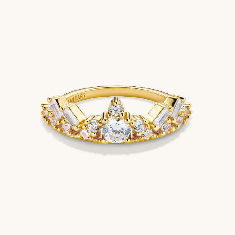 Ladies adjustable rings-Treasure Crown Ring in Gold