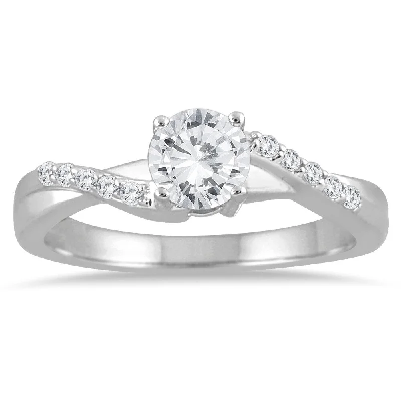 Radiant cut ladies engagement rings-3/5 Carat TW Diamond Engagement Ring in 10K White Gold