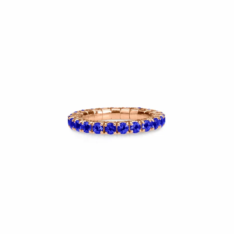 Ladies adjustable wedding bands-18K Gold Stretch & Stack Blue Sapphire Eternity Rings, .6-3.0 Carats