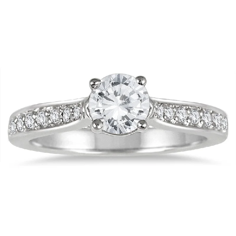 Engagement rings for the modern bride-1 Carat TW AGS Certified Diamond Engagement Ring in 14K White Gold (J-K Color, I2-I3 Clarity)